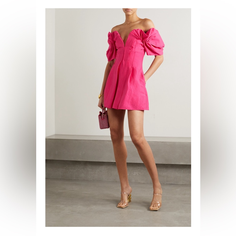 Cult Gaia Asal off the shoulder gathered woven mini dress